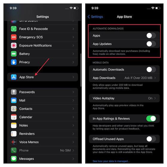 10 راهکار برای کاهش مصرف باتری در آی او اس 15 برای بهتر شدن باتری iOS 15 دانلودها و آپدیت‌های خودکار را خاموش کنید