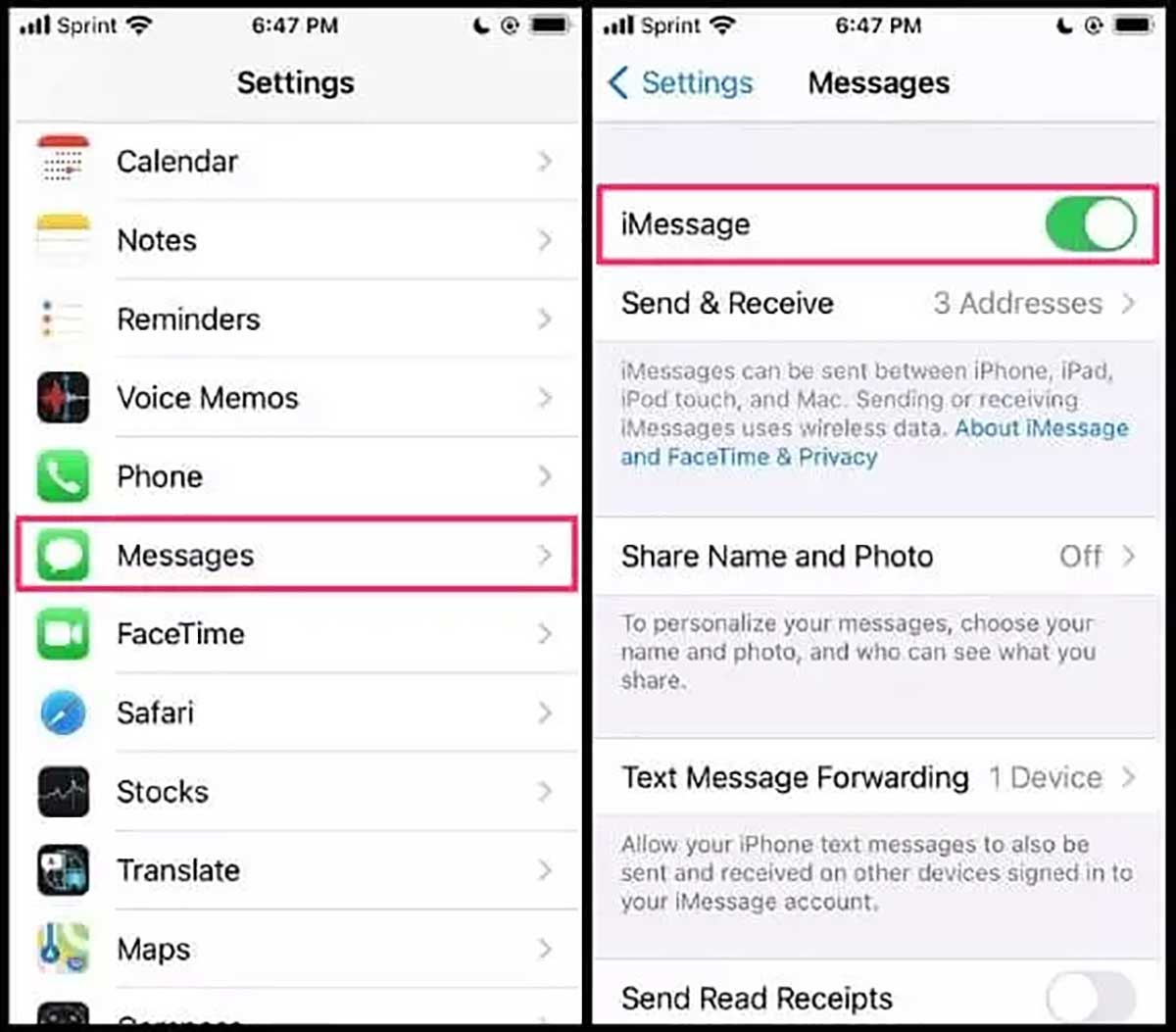 آموزش رفع مشکل iMessage