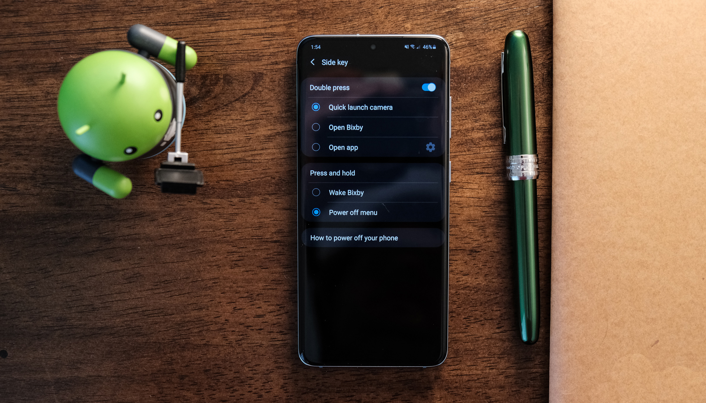 Disable Bixby key and change to power menu