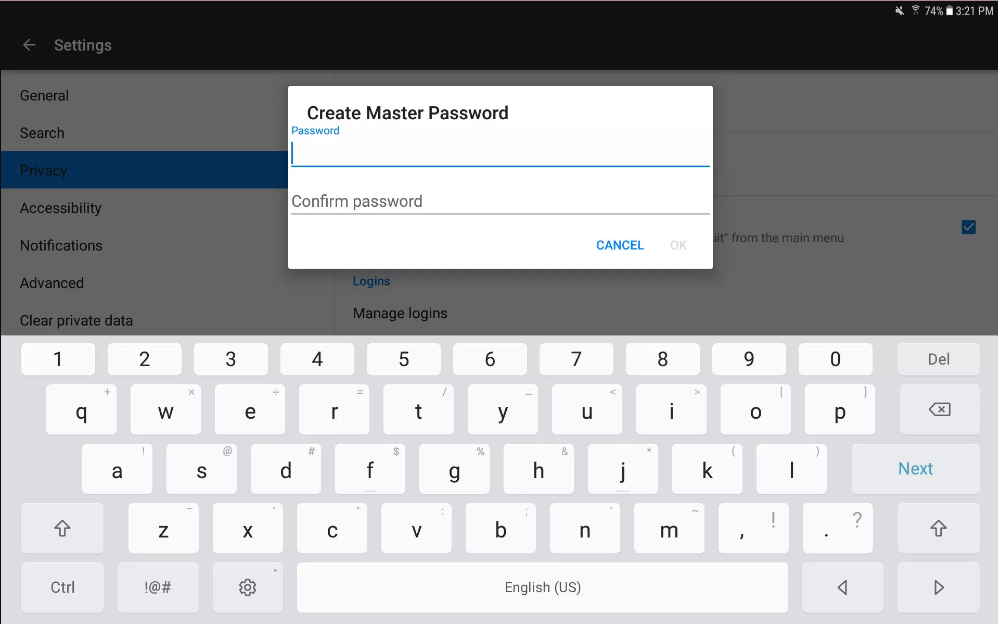 Create a Master Password