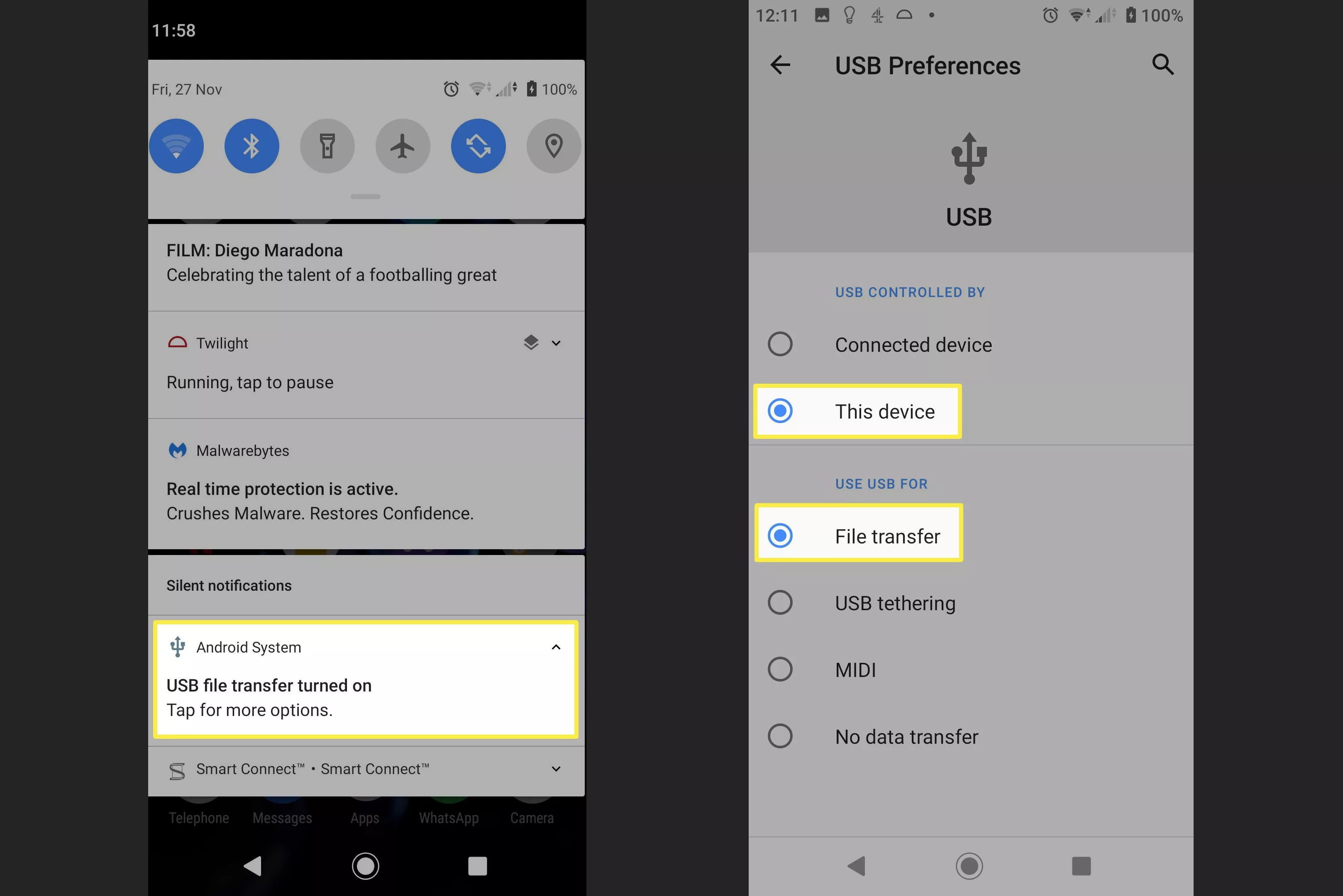 Connect a compatible USB cable to your phone and Windows PC