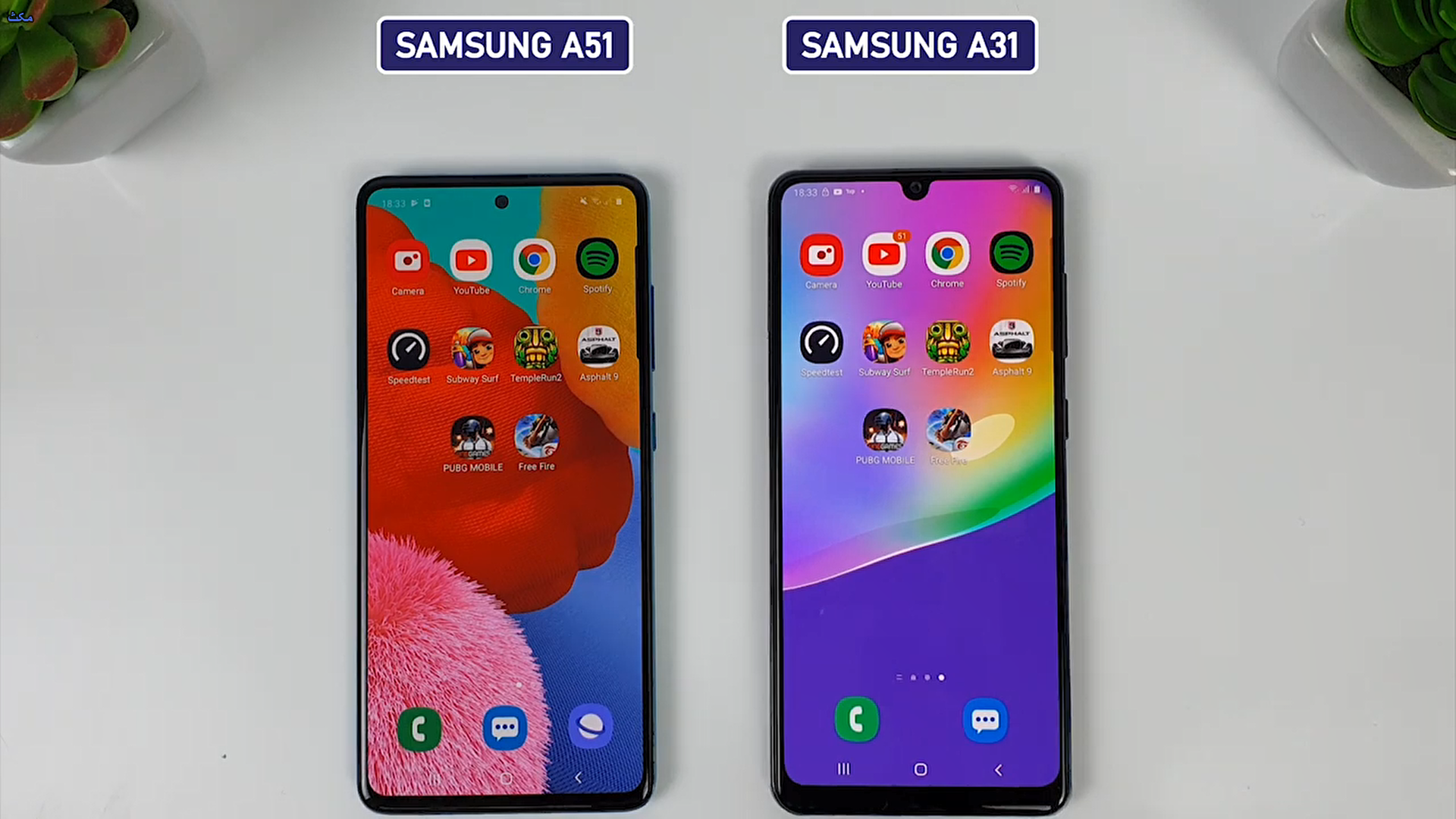 مقایسه سرعت A51 و A۳۱ سامسونگ